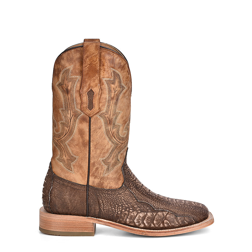 Corral Men's | Ostrich Leg Embroidery | Wide Sq. Toe | Brown/Sand