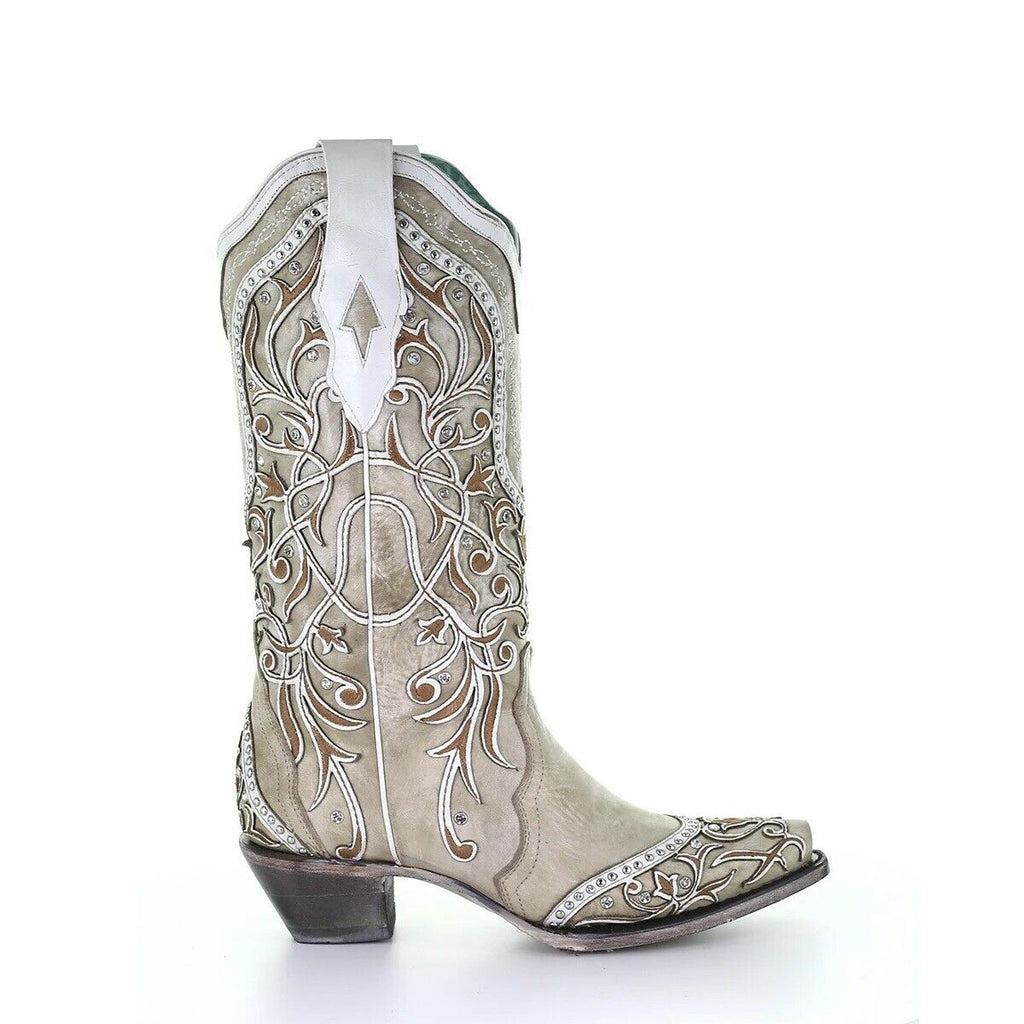 Corral | Overlay & Embroidery & Studs & Crystals | White