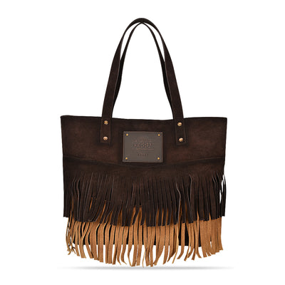 Corral | Zipper & Fringes Carry All Bag | Chocloate/Straw