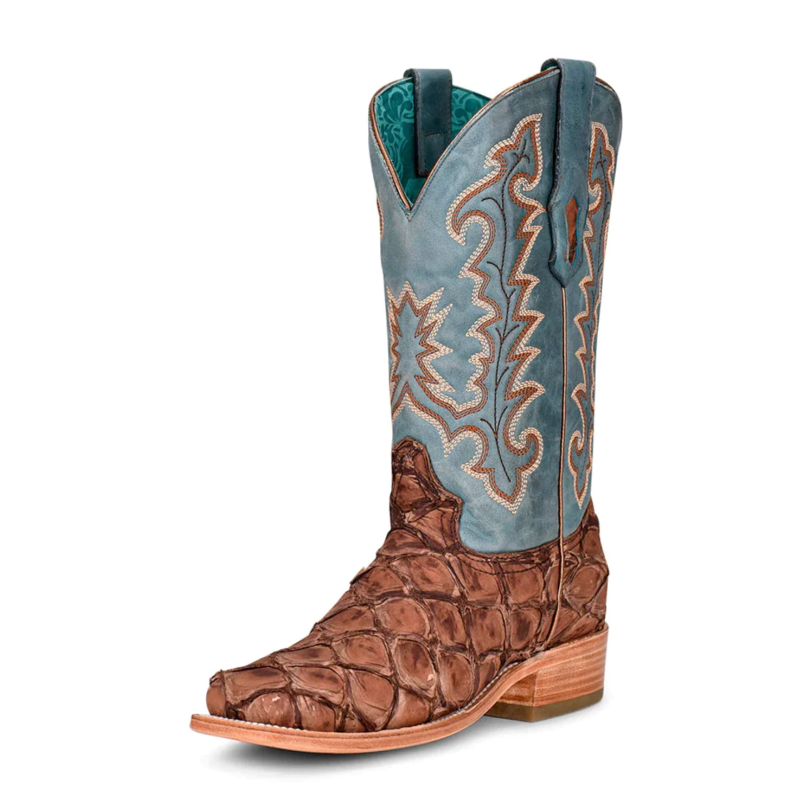 Corral | Fish Embroidery | Wide Sq. Toe | Brown/Blue