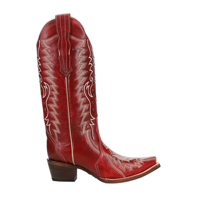 Circle G | Embroidery & Studs Snip Toe | Red