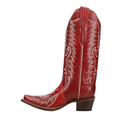 Circle G | Embroidery & Studs Snip Toe | Red