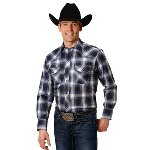 Roper | Men's Karman | Classic Fit Western Shirt | Blue Plaid- Outback Traders Australia