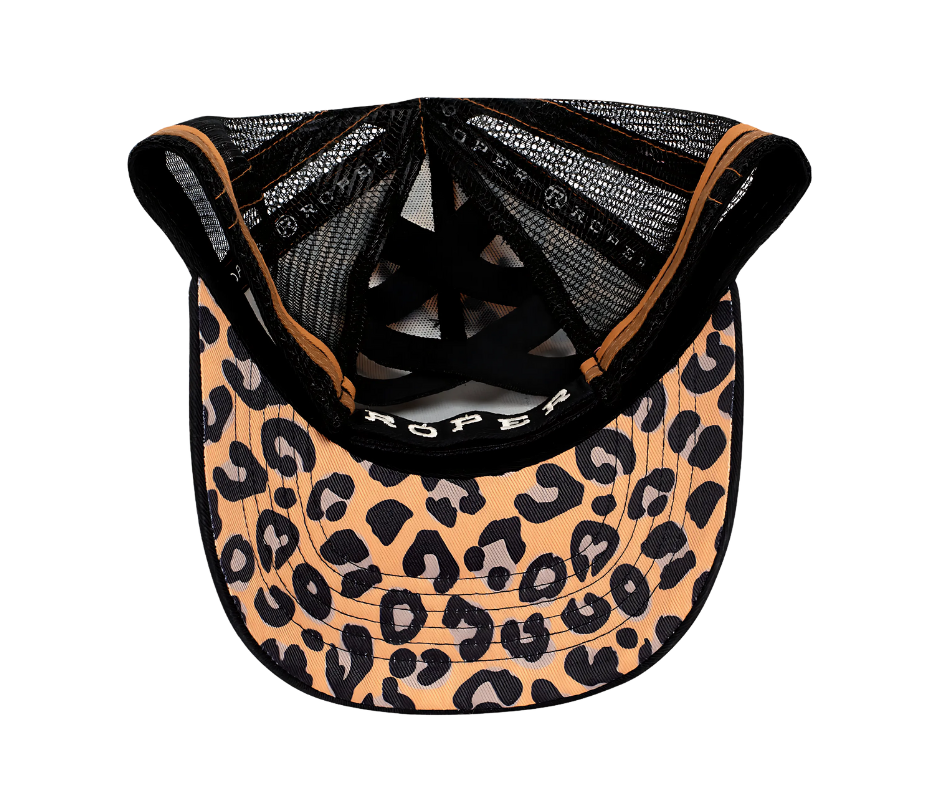 Roper | High Ponytail Cap | Leopard Print| Black & Tan