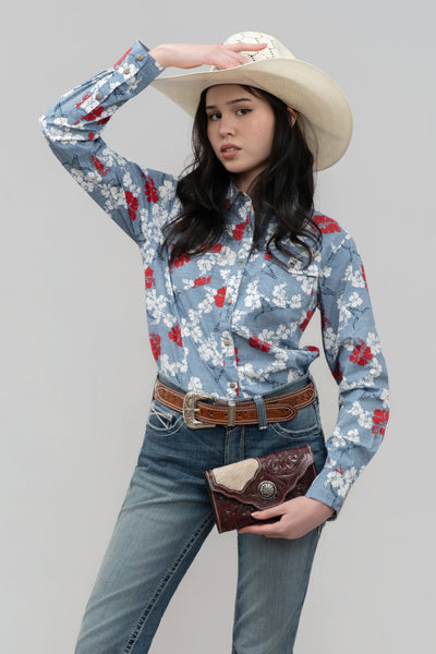 Outback King | Cowgirl Classic Shirt | Hibiscus Longhorn Print