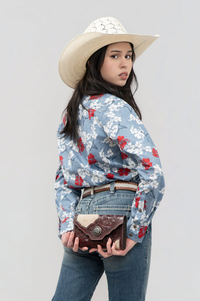Outback King | Cowgirl Classic Shirt | Hibiscus Longhorn Print