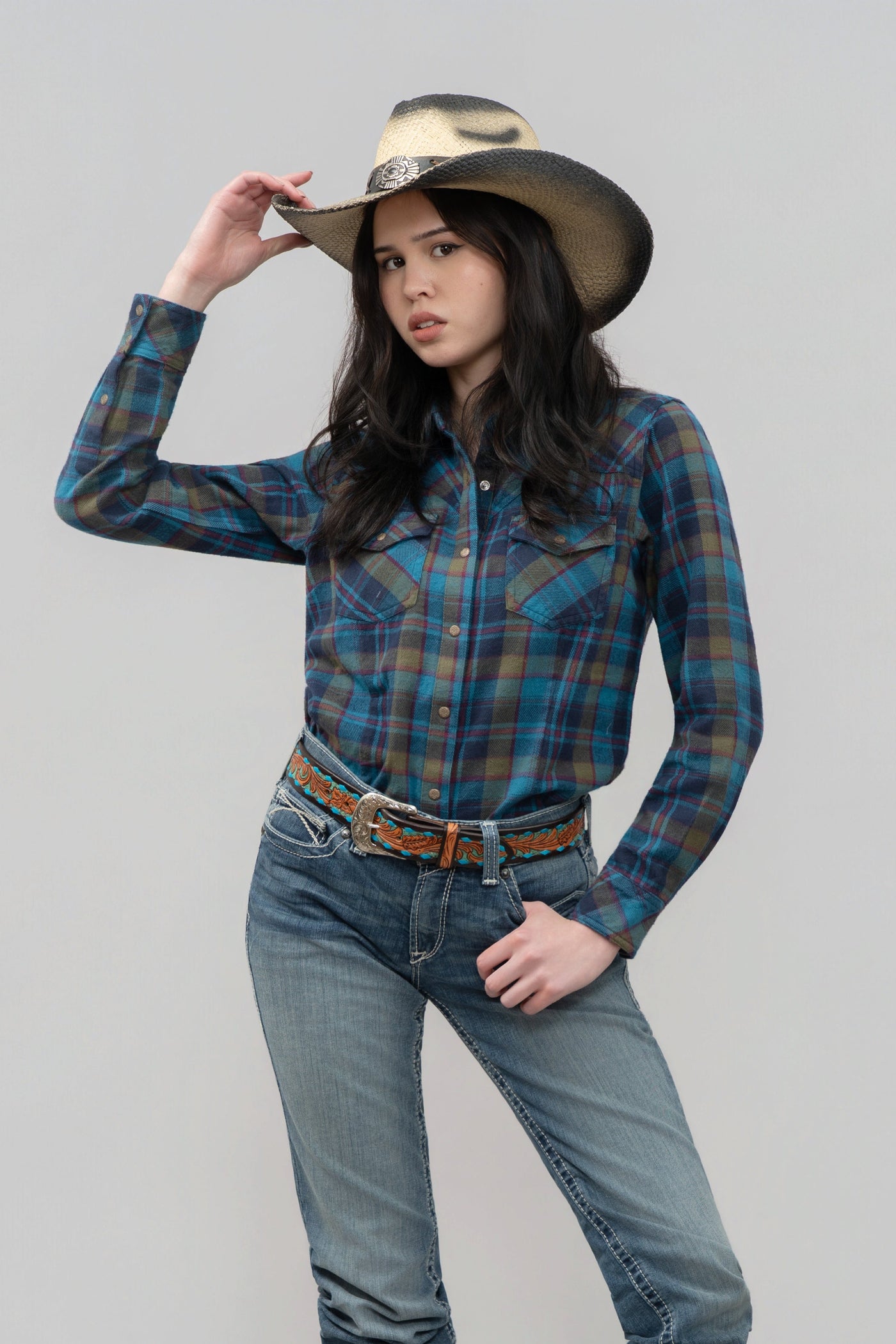 Outback King | Cowgirl Classic Shirt | Blue/Red Flannel Check
