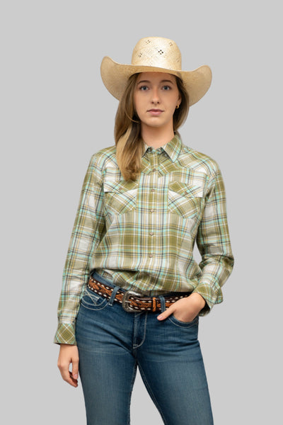 Outback King | Cowgirl Classic Shirt | Green/Light Blue Check