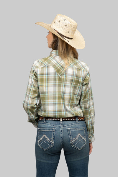 Outback King | Cowgirl Classic Shirt | Green/Light Blue Check