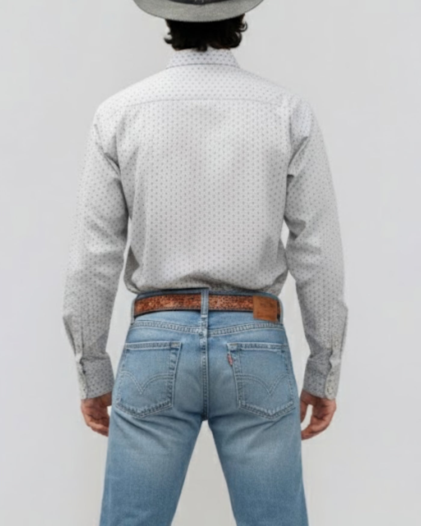 Outback King | Men's Frontier Shirt | White Grid Stars