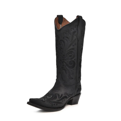 Circle G | Embroidery Snip Toe | Nubuck Black