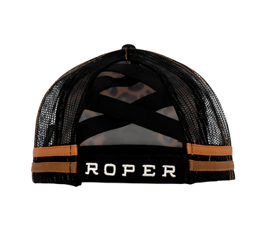 Roper | High Ponytail Cap | Leopard Print| Black & Tan