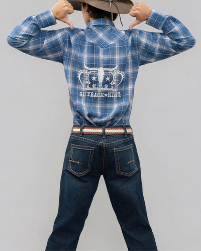 Outback King | Men’s Legend Logo Shirt | Blue/Red Check