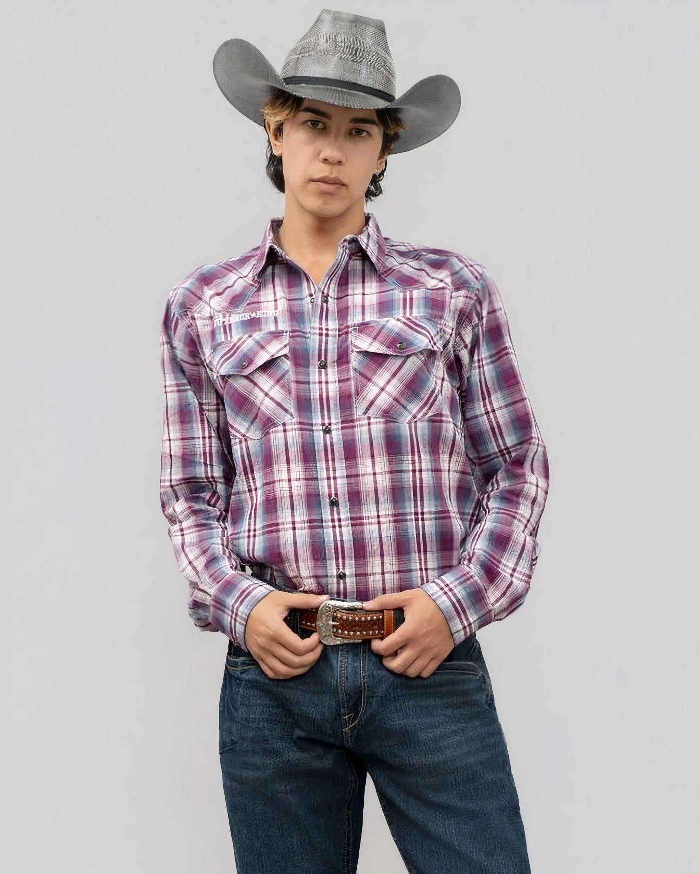 Outback King | Men’s Legend Logo Shirt | Maroon/Blue Check