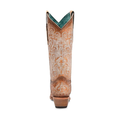 Corral Luminescent Embroidery Crackled Snip Toe | Straw-Blue