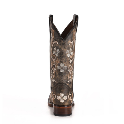 Circle G | Multi Color Floral Embroidery| SQ Toe | Distressed Black
