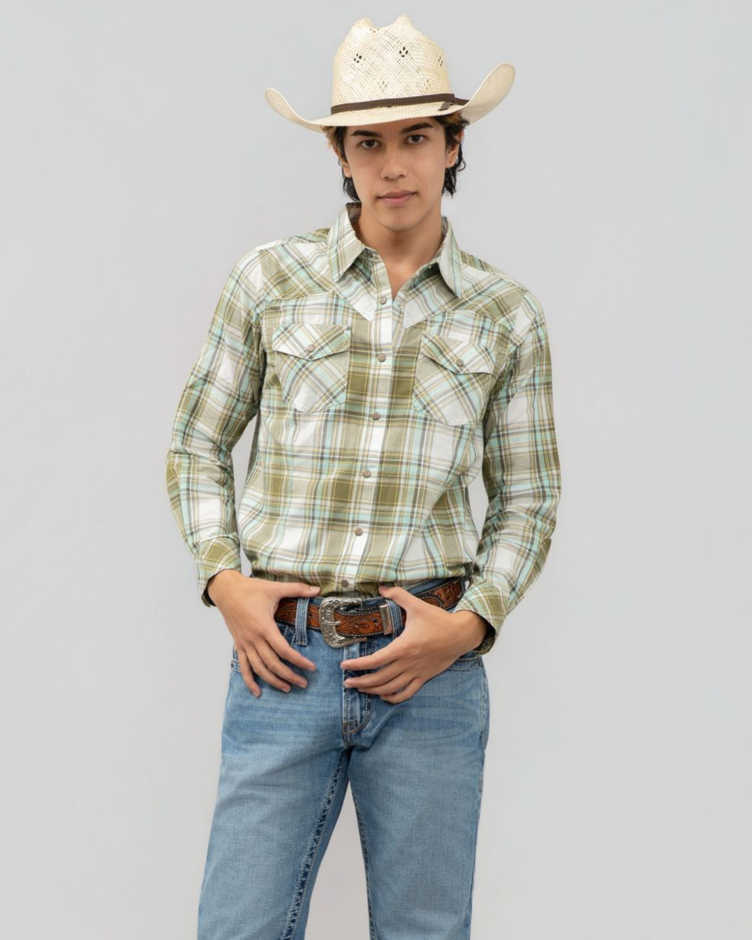 Outback King | Cowgirl Classic Shirt | Green/Light Blue Check