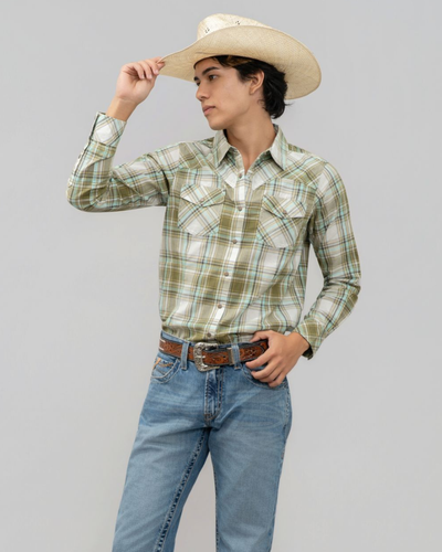 Outback King | Cowgirl Classic Shirt | Green/Light Blue Check