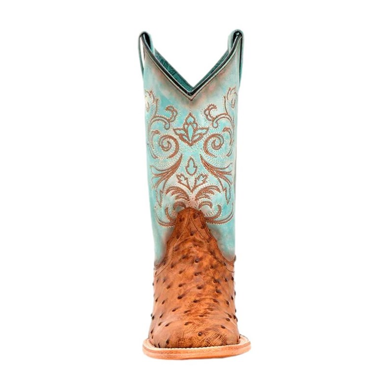 Corral | Ostrich Embroidery | Square Toe | Honey-Distressed Blue