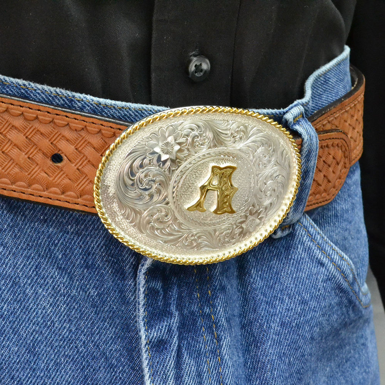 Montana Silversmiths | Initials Belt Buckle | Silver & Gold