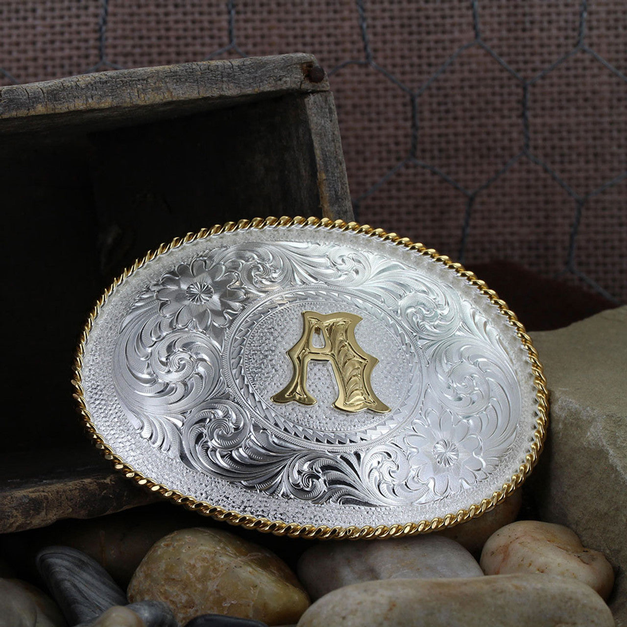 Montana Silversmiths | Initials Belt Buckle | Silver & Gold