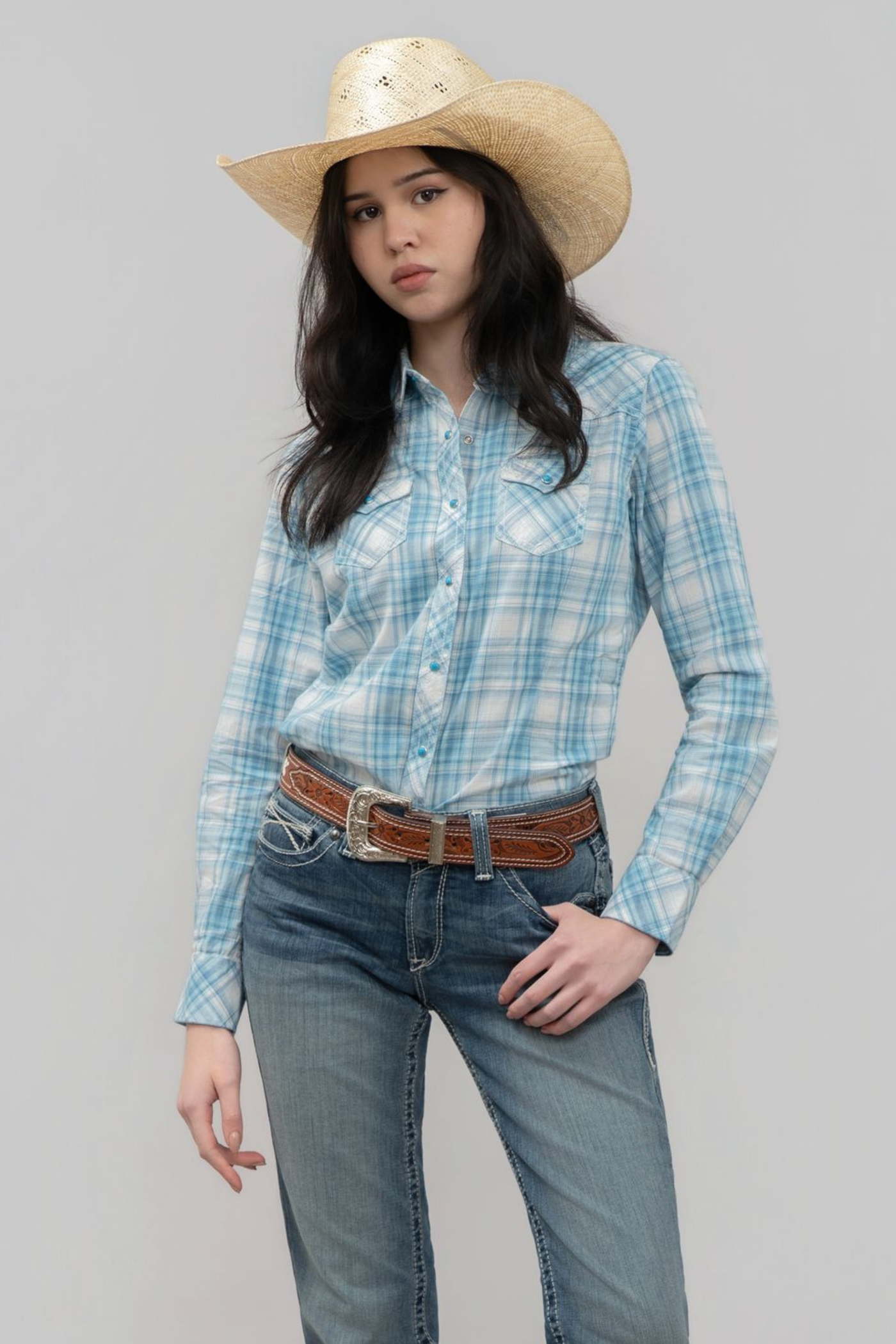 Outback King | Honey Don't Shirt | Blue/Grey Check