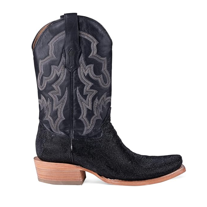 Corral Men's | Stingray Embroidery Horseman Toe | Black
