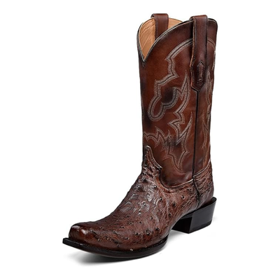 Corral Men's | Ostrich Embroidery Narrow Square Toe | Brown