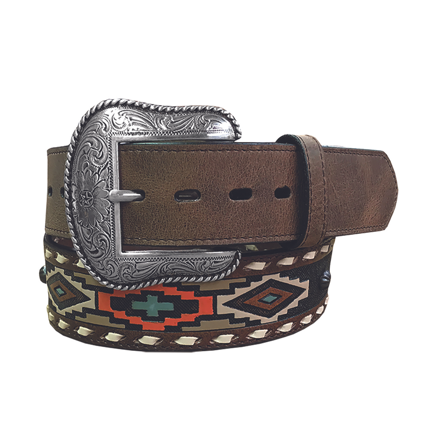 Roper | Men's | Hand-painted Leather Belt | Brown