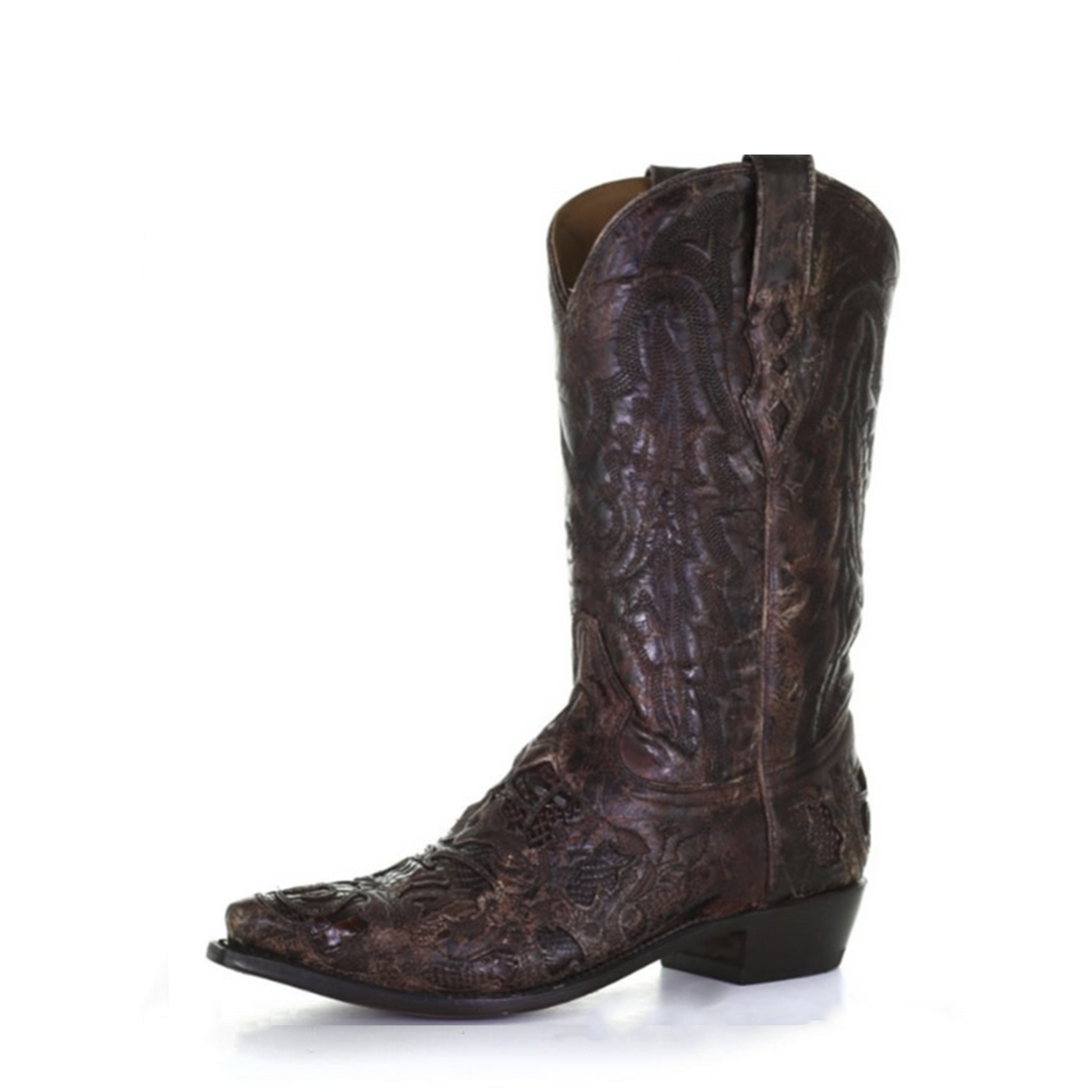 Corral Men's | Alligator Inlay & Embroidery | Snip Toe | Brown