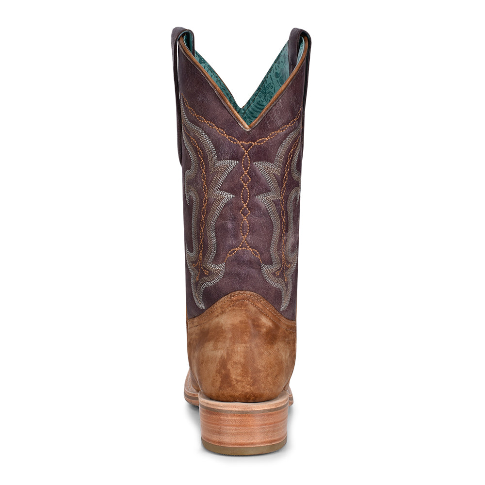 Corral | Embroidery | Wide Sq. Toe | Sand/Purple