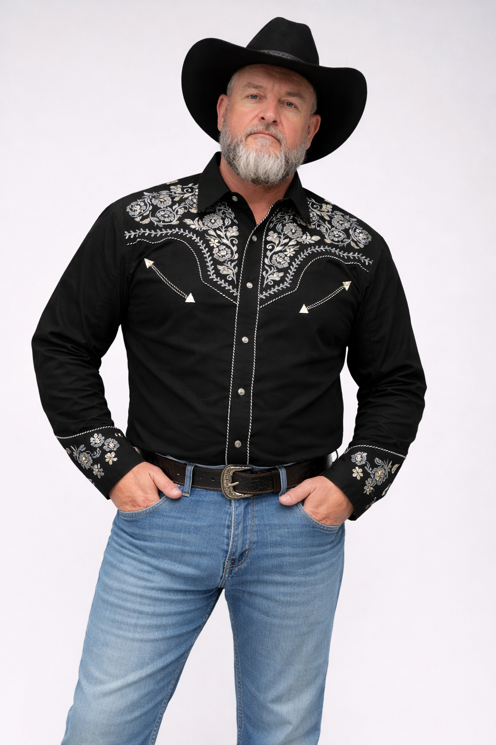 Outback King | Men's Ranger Embroidery Cowboy Shirt | Midnight Embroid