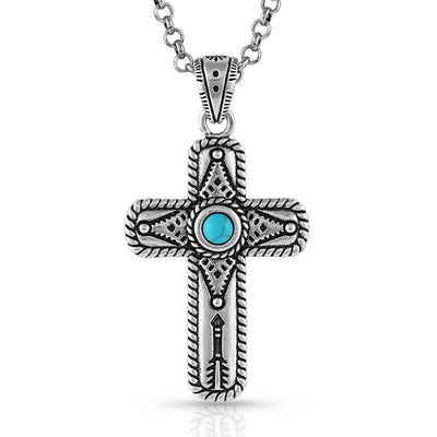 Montana Silversmiths | Necklace | Faith on Point Turquoise Cross