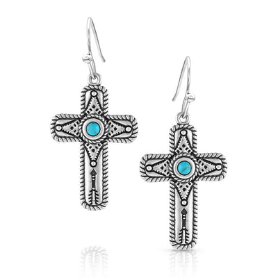 Earrings | Faith on Point Turquoise Cross