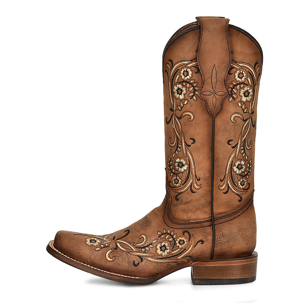 Circle G | Floral Embroidery | Square Toe | Sand