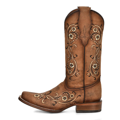 Circle G | Floral Embroidery | Square Toe | Sand