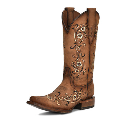 Circle G | Floral Embroidery | Square Toe | Sand