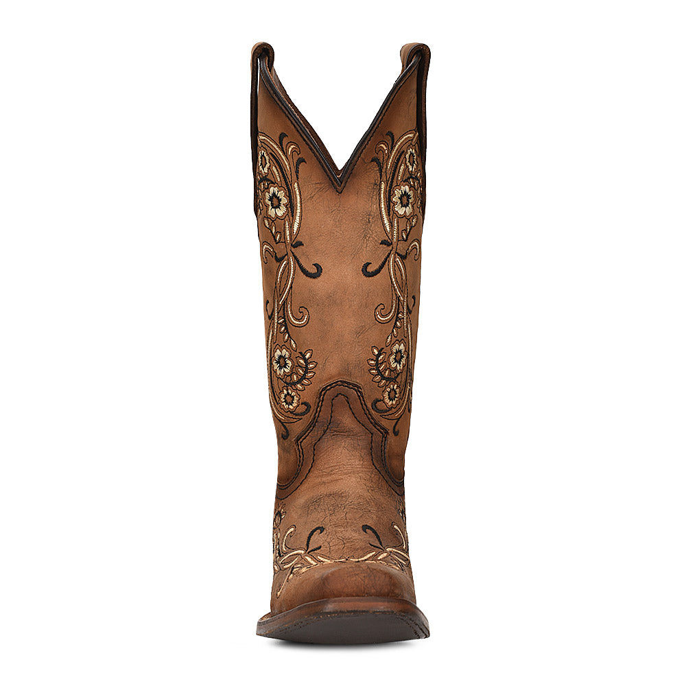 Circle G | Floral Embroidery | Square Toe | Sand