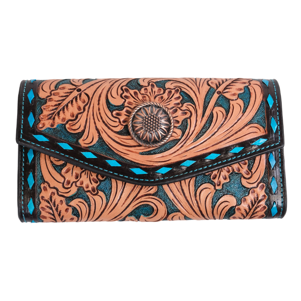 Outback King | Turquoise Buck Stitched Retro | Western Clutch Purse