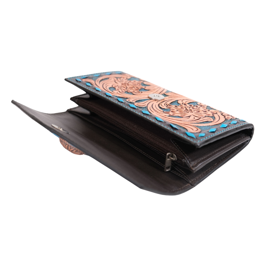 Outback King | Turquoise Buck Stitched Retro | Western Clutch Purse