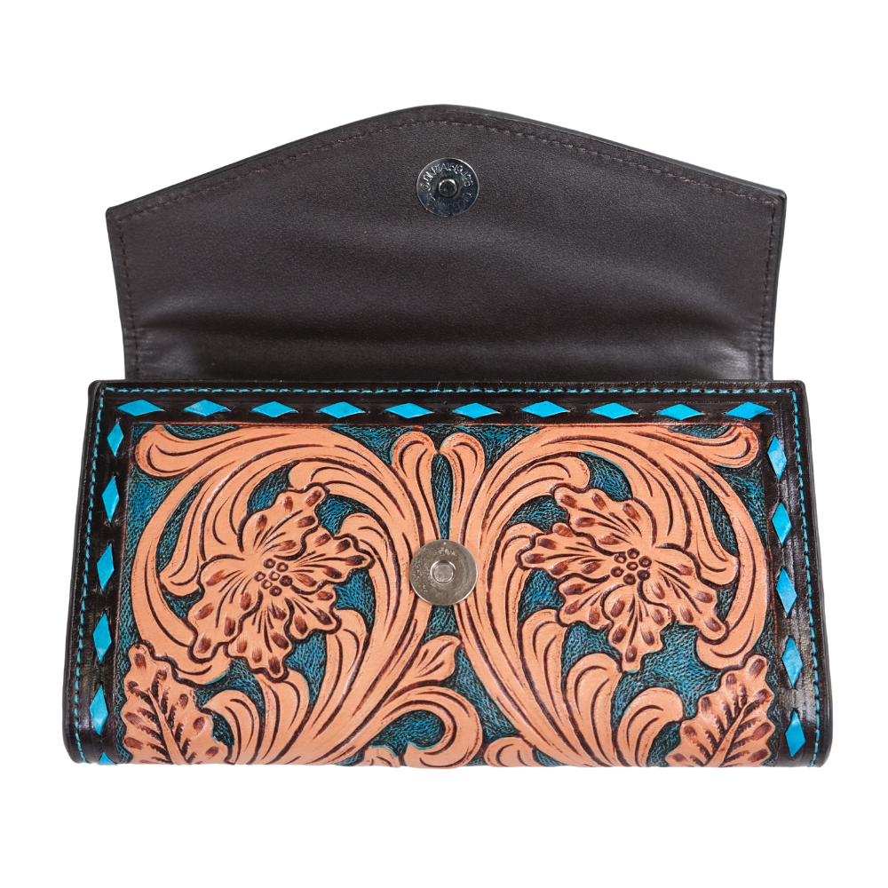Outback King | Turquoise Buck Stitched Retro | Western Clutch Purse
