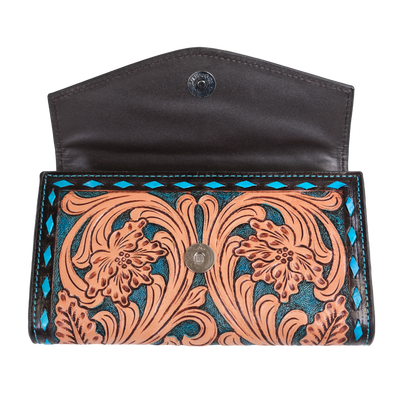 Outback King | Turquoise Buck Stitched Retro | Western Clutch Purse