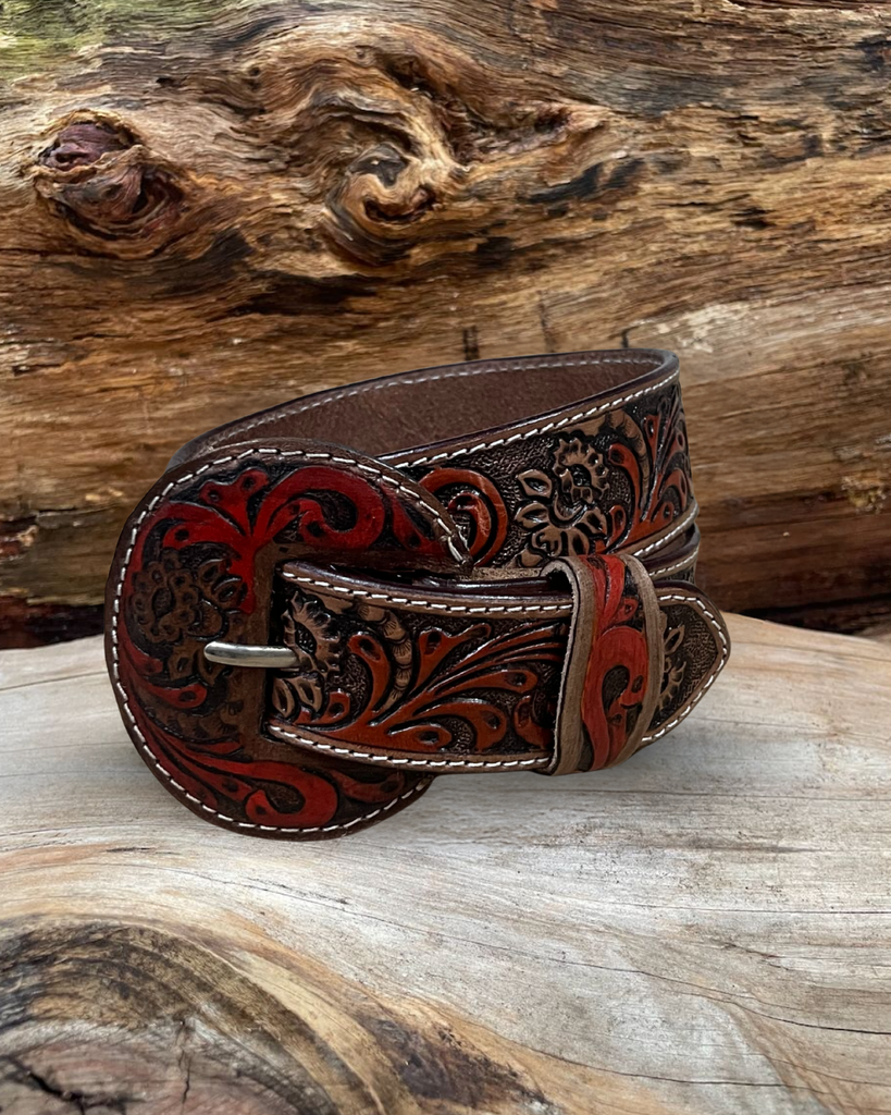Outback King | Carved Tool Western Belt | Floral Ridge