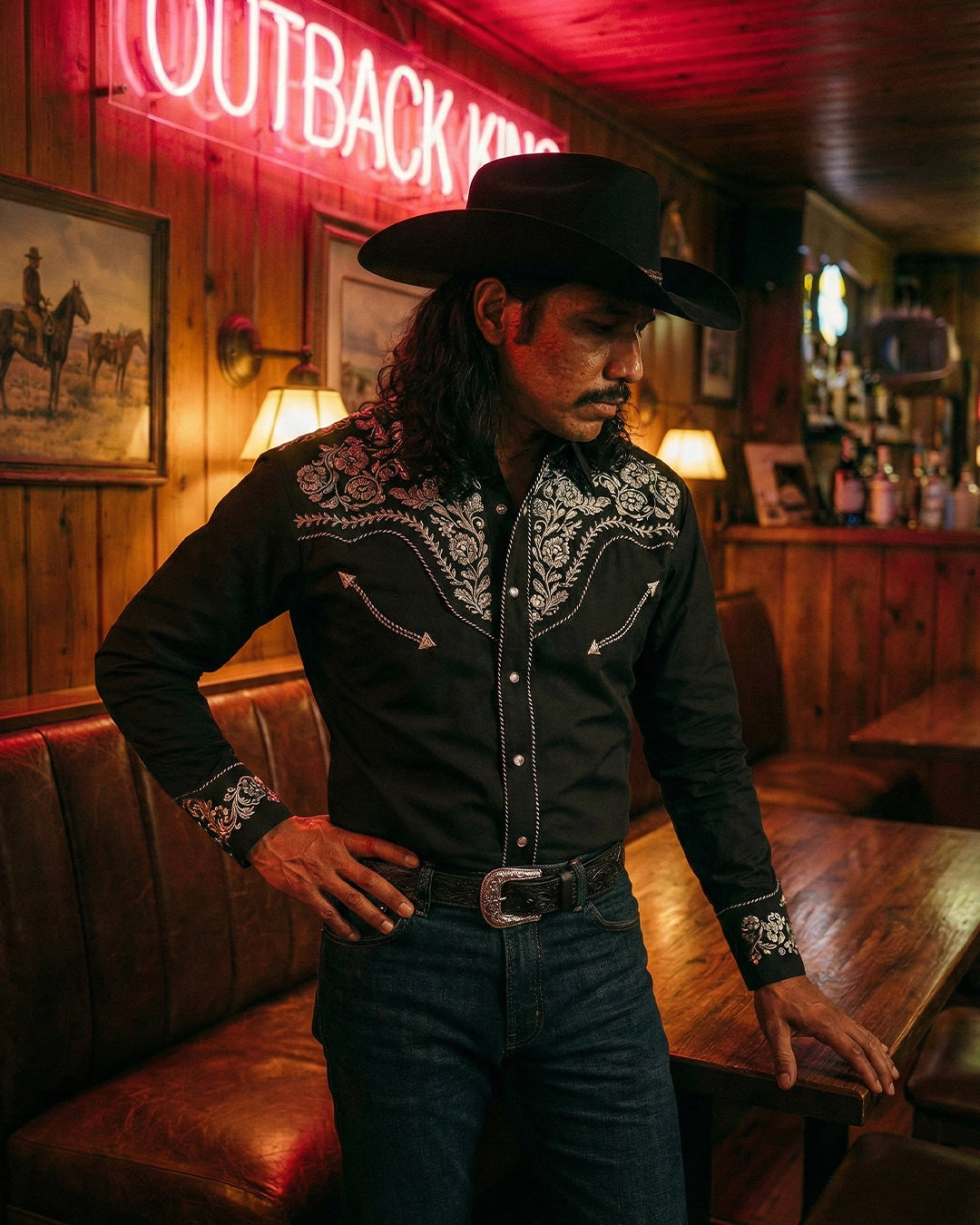 Outback King | Men's Ranger Embroidery Cowboy Shirt | Midnight Embroid