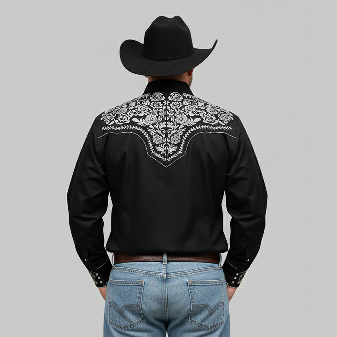 Outback King | Men's Ranger Embroidery Cowboy Shirt | Midnight Embroid