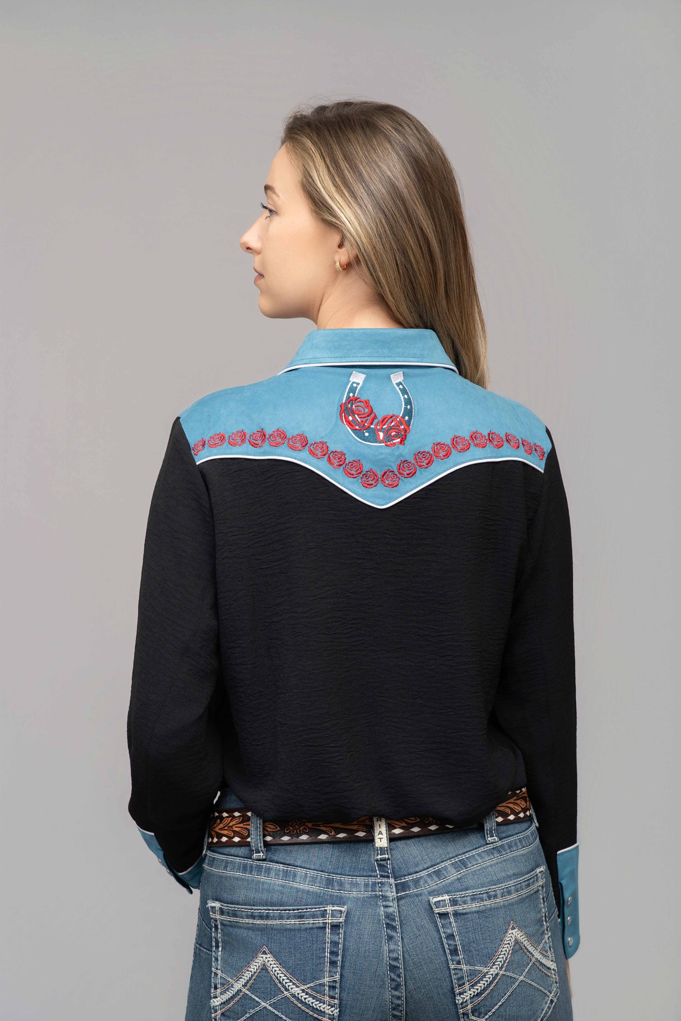 Outback King | Women's Prairie Embroidery Cowgirl Shirt | Midnight Ros