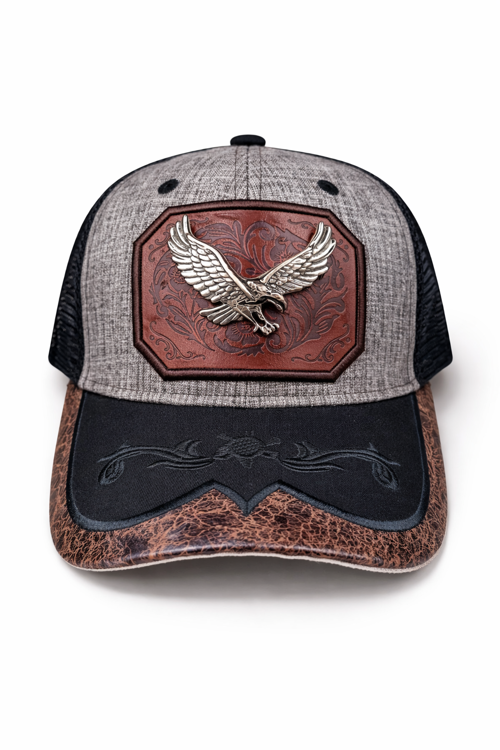 Outback King | Western Eagle Trucker Cap | Iron Grey & Black Embroider