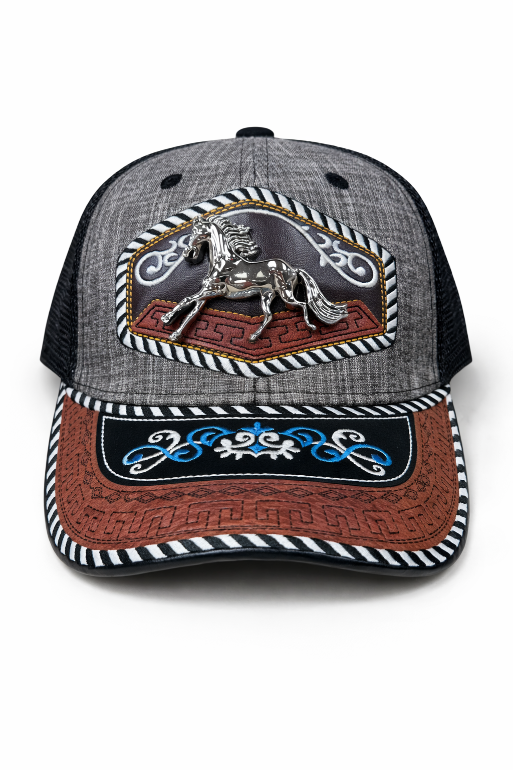 Ut Austin Riding Cap Outback King | Western Running Horse Buckle Cap | Iron Grey & Indigo E