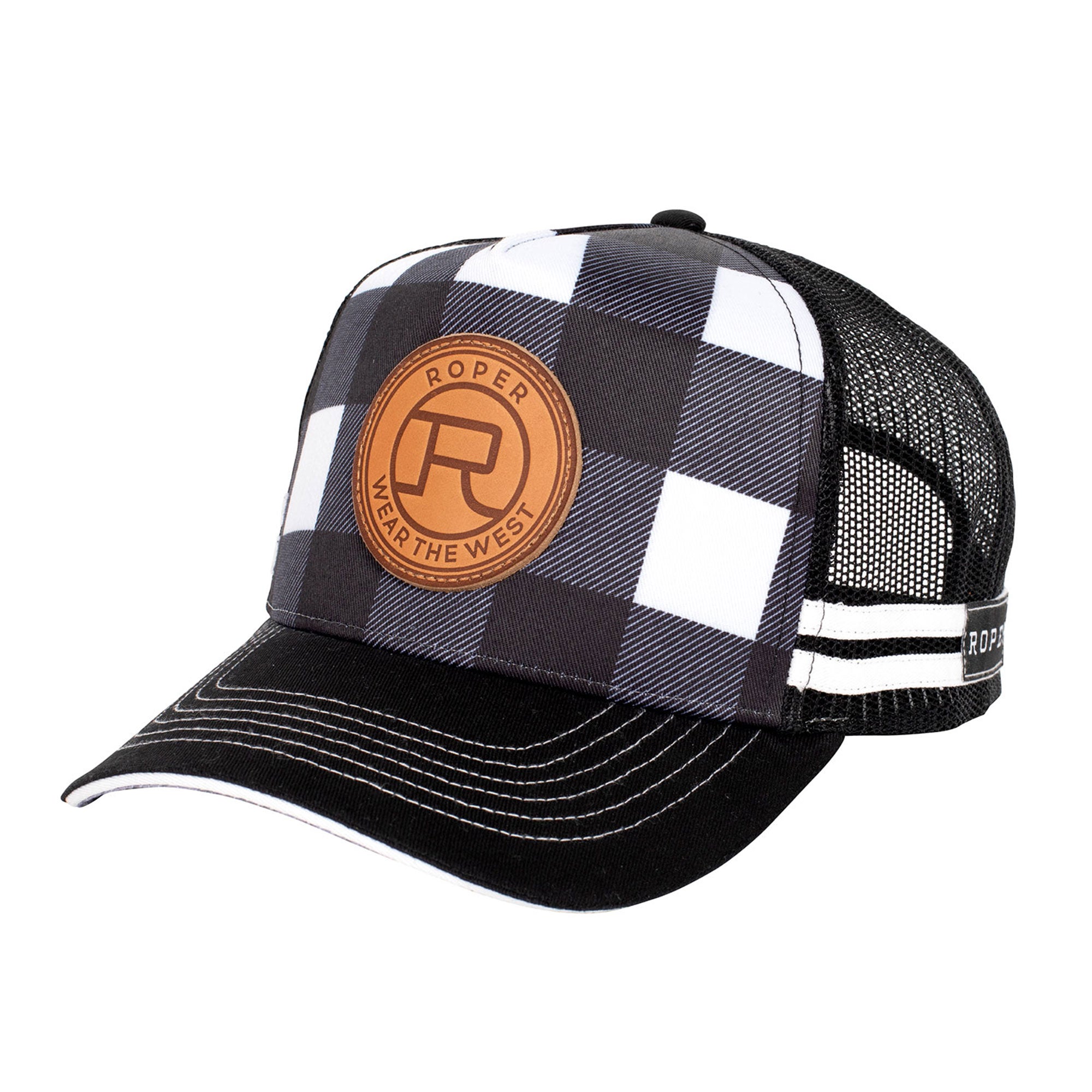 Roper | Trucker Cap | Plaid | Black & White