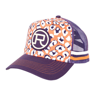 Roper | High Ponytail Cap | Leopard Print| Purple & Orange